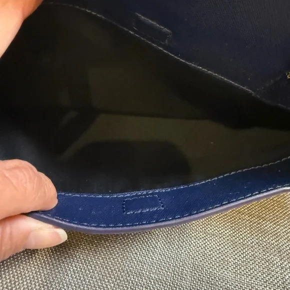 Tory Burch Navy Blue Leather Tote Bag - Purse - Picture 7 of 15
